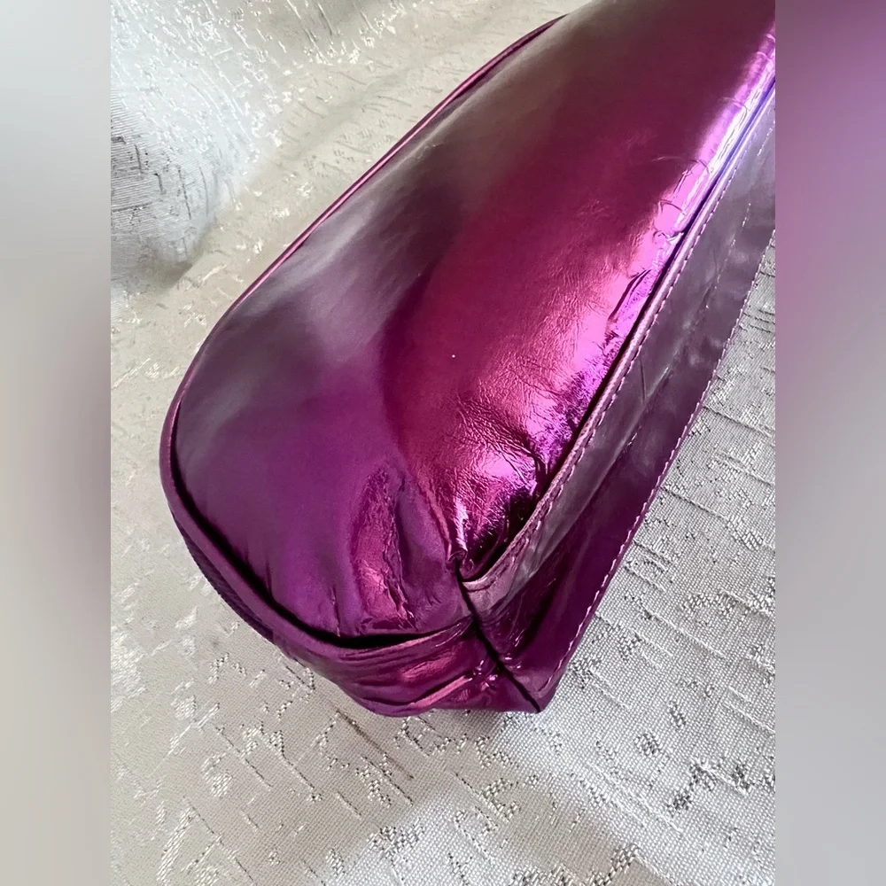 Purple Cosmetic Bag with Curved Shape and Sheen